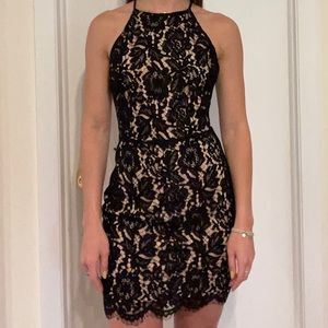 NEW ASTR Black Lace High Neck Dress - Size Small